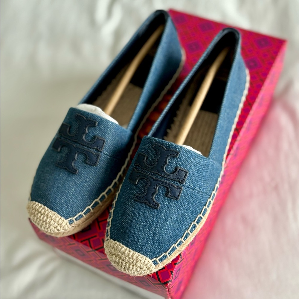 Tory Burch denim chambray espadrilles